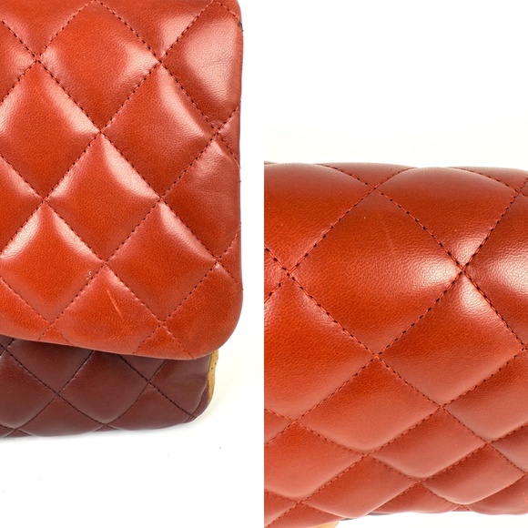 CHANEL Classic Jumbo Quilted Lambskin Tri-Color Burgundy Double Flap Bag - Picture 9 of 12